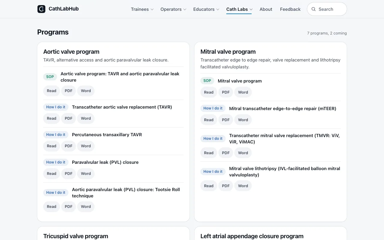 Build your program: each program with its SOP and its How I do it guides
